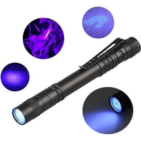 Linterna LED portátil de luz negra UV de 395 nm con clip (1/5)