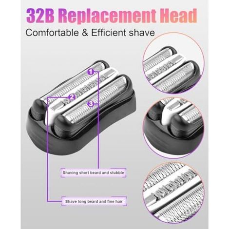 Têtes de rasage de rechange pour rasoir série 3 32B, compatibles avec Braun S3 3040s 3000s 3050cc 3010s 3070cc 3080s 3090s 310s 3020s 330s 370cc-4 380s-4 2 pièces (1/4)