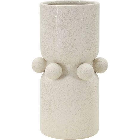Vase Cylindrique en Céramique "Bubbles" 28cm Crème
