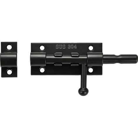 Edelstahl Türriegel 19.5cm Schwarz, Riegelschloss mit Schrauben für Gartentor, Zaun