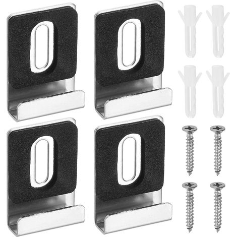 4Pcs Supports De Miroir En Métal Pour Miroirs Sans Cadre Argent (1/5)