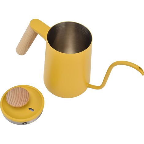 Cafetière à filtre manuelle en acier inoxydable avec bec verseur en col de cygne, jaune 600 ml (1/5)