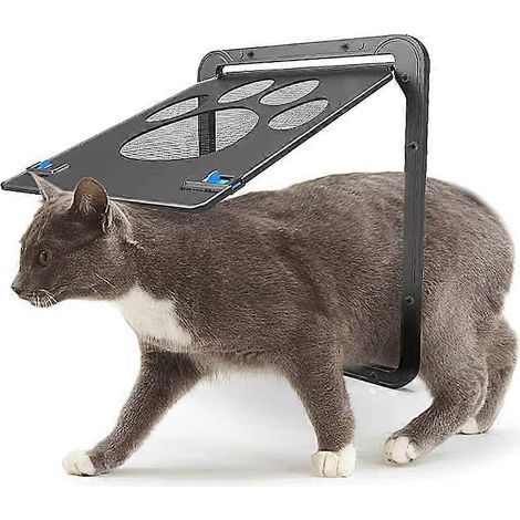 Porte moustiquaire pour animaux de compagnie avec rabat magnétique et verrouillage automatique, porte noire pour petits chats, chatons et chiots. (1/4)