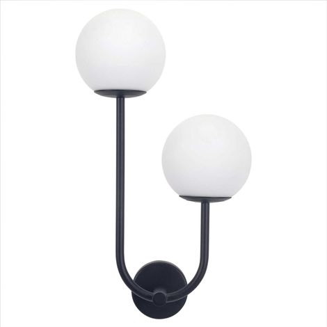 FORLIGHT Sfera Lamapara aplique con forma ovalada y 2 esferas en color negro