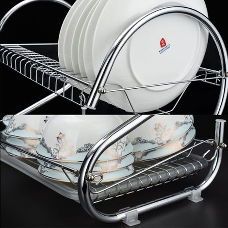 SiFree®Égouttoir de cuisine en acier inoxydable à double couche à une plaque (1/5)