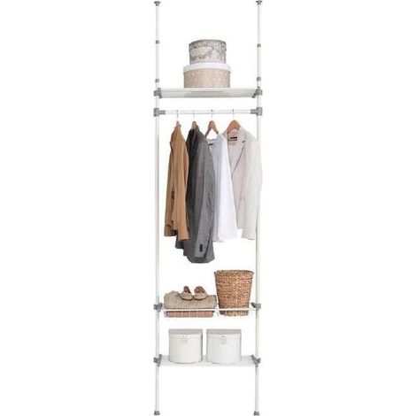 Vestidor para dormitorio 2 baldas y cesta acabado blanco 240/280 cm(alto)68 cm(ancho)25 cm(fondo) Color BLANCO