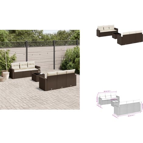 7-tlg. Garten-Sofagarnitur mit Kissen Braun Poly Rattan - Garten Sofagarnitur - Garten Sofagarnituren - Outdoor Sofagarnitur - Sofagarnitur Terrasse (1/3)