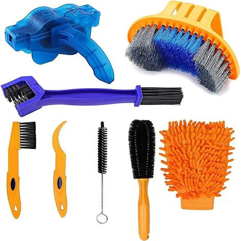 8 Kit nettoyage vélo,Plastique ABS,Brosses ergonomiques,Nettoyeur de chaîne,Vélo montagne route ville (1/5)