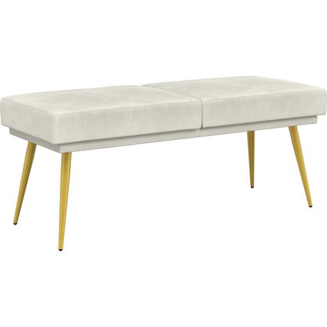 Double-Layered Bench Cream 120 x 45 x 46 cm Velvet vidaXL