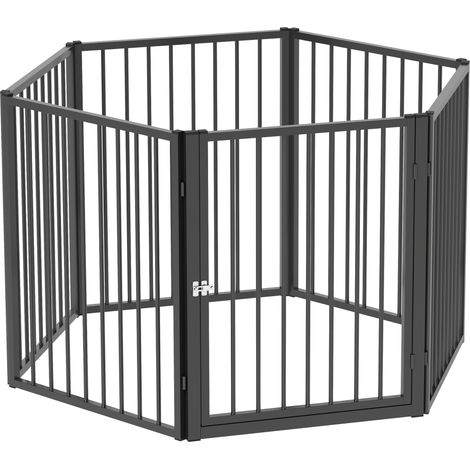 Recinto per cuccioli h 76 cm in acciaio nero con porta per cani piccoli e medi MODENUIT (1/4)