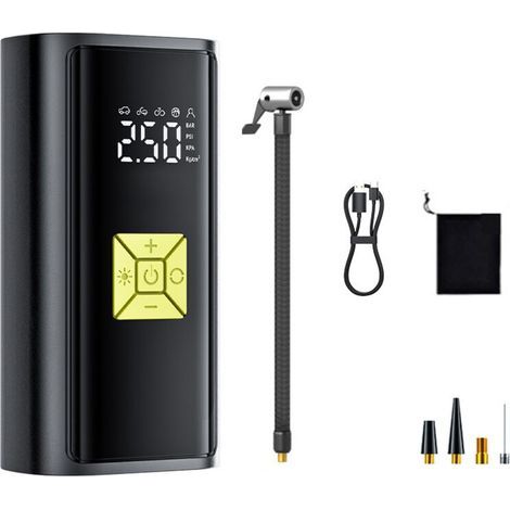 Lntyq Compresseur à Air Portatif,Mini Compresseur a Air Portatif 4500mAh, Pompe a 150 PSI Gonfleur Velo avec Écran Digital et Lumières LED,pour Voiture Rechargeable pour Vélo, Moto, Scoote, Balle (1/5)