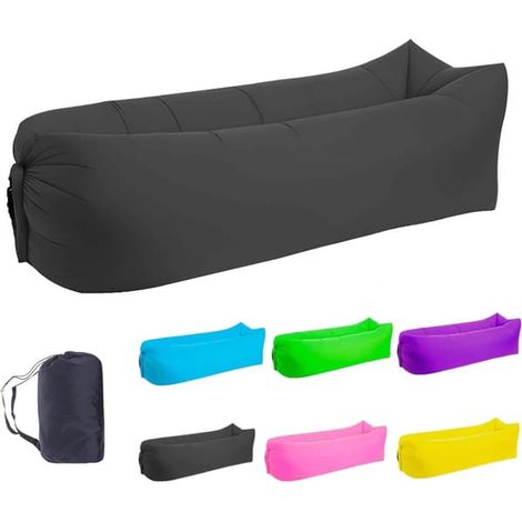 Canapé gonflable Lounger Air Sofa Hamac, idéal pour le camping, la plage, la randonnée, les pique-niques et les festivals de musique (Noir) (1/5)