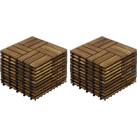 22 piastrelle incastrabili per esterni in legno di acacia 30 x 30 x 2 cm giallo (1/3)