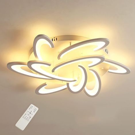 COMELY Plafonnier LED Acrylique Blanc 45W, Télécommande Réglable, 9 Sources Lumineuses, pour Salon, Chambre, Salle à Manger (1/5)