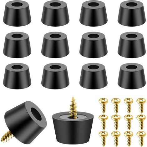 Teaaha, 12er-Set Schraubfüße aus Gummi, schwarze, rutschfeste Gummifüße für Möbel, Elektronik und weitere Anwendungen (1/4)