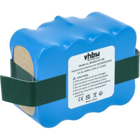 vhbw NiMH Akku 3300mAh (14.4V) kompatibel mit Saugroboter Home Cleaner Heimroboter Klarstein Saugroboter Ersatz für YX-Ni-MH-022144, NS3000D03X3.