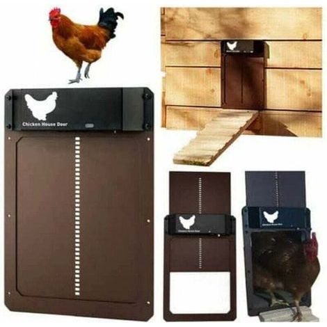 Automatic Chicken Coop Door, Full Aluminum Doors, Light Sensing, Evening and Morning Delayed Opening Timer,Deuxième génération, performances améliorées