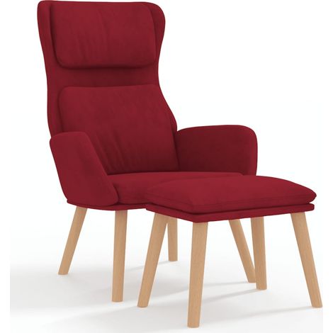 Maison Exclusive - Relaxsessel mit Hocker Weinrot Samt (1/5)