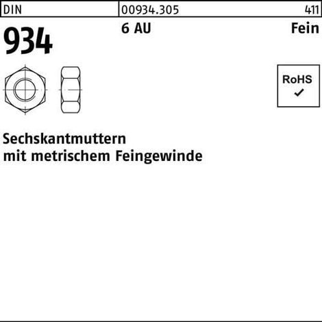 Tuerca  hexagonal  DIN  934  M  42  x  3  6  acero  automático  5  piezas (1/2)