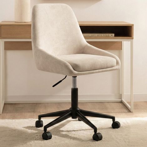 Silla de oficina MARTIN de tela de chenilla beige, giratoria y regulable en altura con ruedas (1/5)