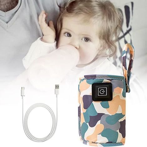 Chauffe-biberon portable USB pour bébé - 3 niveaux de réglage de la température - Accessoire pour bébé - Chauffe-biberon pour. (1/2)