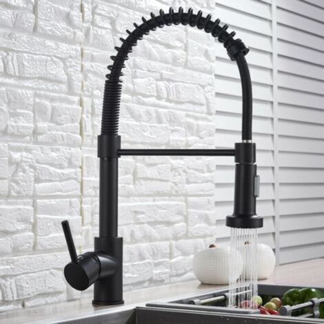 Kitchen faucet with 360° rotating spray spring, 2 spray modes, hot and cold sink, washbasin, double rotating water outlet, universal anti-splash faucet (1/5)