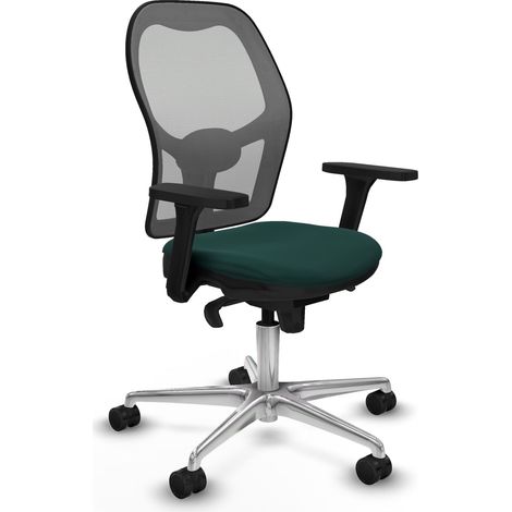 Jorquera sincro malla gris similpiel verde botella brazos 3D base aluminio ruedas 65mm nailon (1/5)