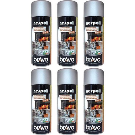 Lot de 6 bombes de peinture professionnelle Nespoli - haute température aluminium