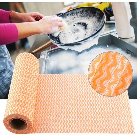 Lot de 50 torchons jetables antiadhésifs en non-tissé pour la cuisine (orange) (1/5)
