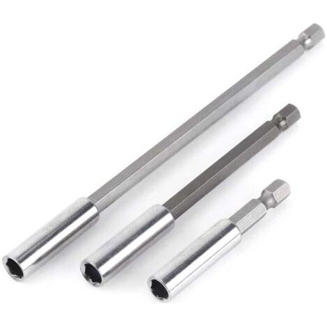 Porte Embouts Magnétique Extension de Vissage Tournevis Tige Hexagonal 60mm 100mm 150mm Rallonge Embout Visseuse（3Pcs 1/4"）