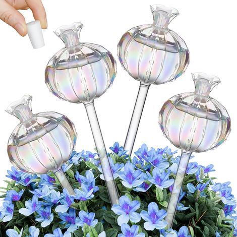 Ampoules d'arrosage automatiques, 4 pièces Boules d'arrosage Cactus Boules d'arrosage en verre colorées Ampoules d'arrosage automatiques Dispositifs d'arrosage pour plantes d'intérieur, jardin (1/5)