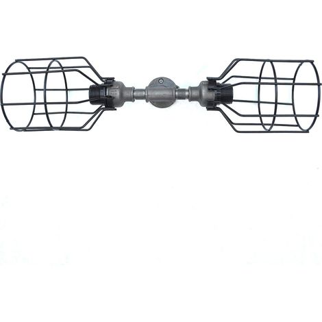 Applique murale industrielle, tube en fer noir, 54 x 17 x 17 cm, douille E27, câble de 180 cm, design moderne cabin/lodge, style unique de couleur unie (1/3)