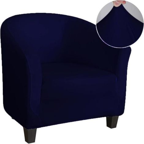 Housse De Canapé - Extensible - Soie De Lait - Pour Canapé 1 Place - Bleu Marine