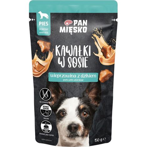Mr. Meat Nassfutter für Hunde Fleischstücke in Soße 150 g – Schweinefleisch mit Wildschwein 150 g