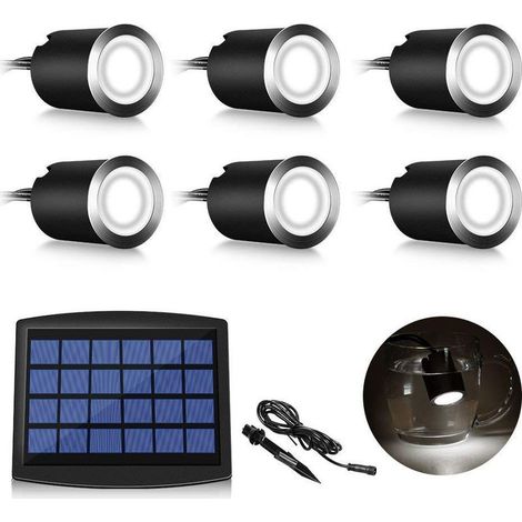 Lot de 6 spots LED solaires encastrables IP67 – Étanche 0,2W – Ø 32mm – Lumière 4000K pour extérieur – Installation facile (1/5)