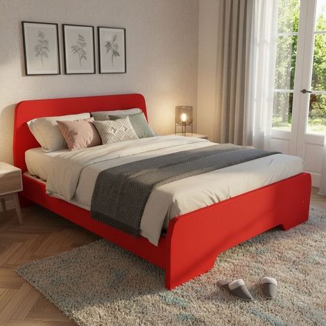 Letto matrimoniale 160x200 con testata sagomata - Dormiose - Rosso