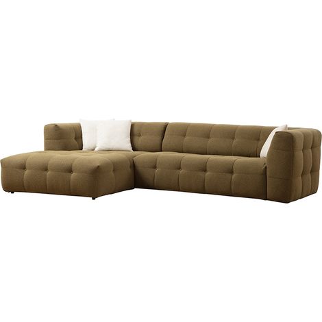 Sofá modular de 4 plazas con chaise longue izquierda en bouclè Cady Left - Verde Anís
