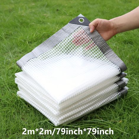 Bâche transparente imperméable de 2 x 2 mètres, utilisée pour les serres et comme filet de protection contre la pluie en extérieur. (1/5)