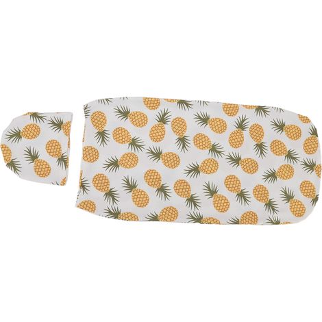 Lot de couverture emmaillotante élastique douce anti-sursaut pour nouveau-né, avec chapeau, ananas petit, 0-3 mois, ensemble de protection bébé (1/5)