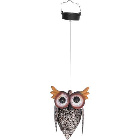 solaire suspendue LED IP55 étanche design hibou ambiance (1/4)