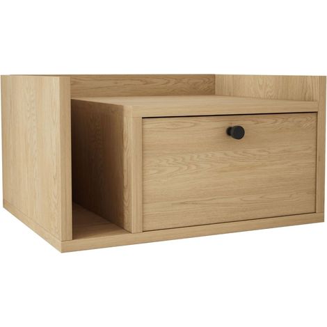 Comodino con cassetto e maniglia oro, colore ROVERE CREMONA, 50 x 35 x 27 cm, lato destro (1/5)