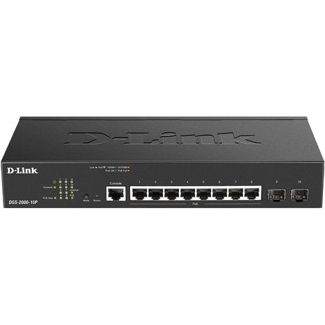 D-Link Switch DGS-2000-10P 8 Porte Gigabit 10 / 100 / 1000 con 2 Porte Ethernet SFP