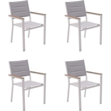 KLULK Set 4 Poltrone Da Esterno Cayman In Alluminio Verniciato Bianco Dotato Di Inserti In Polywood, L 57 x P 57 x H 88 Cm (1/5)