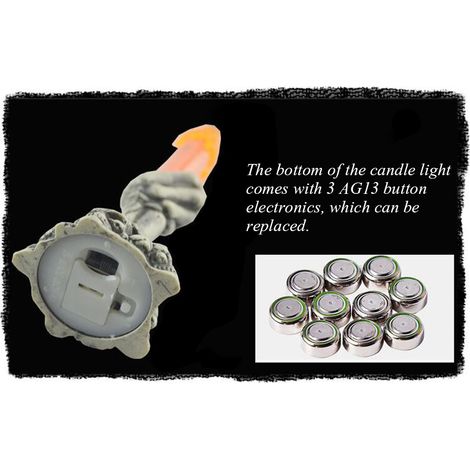 Halloween-Skelett-Handlampe mit LED-Kerzenflamme, Stehlampe, Dekoration für Zuhause, Party oder Bar (1/5)