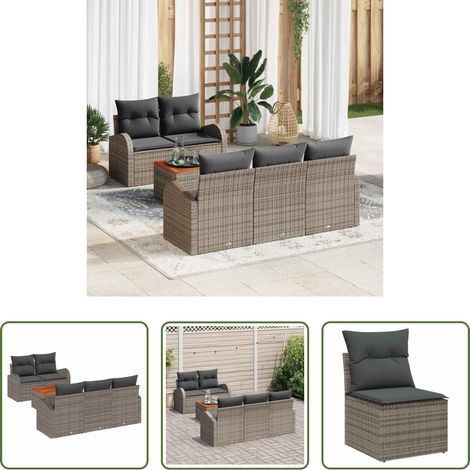 vidaXL Canapé avec rangement - Ensemble de canapé de jardin avec stockage 6 pcs Gris polyrotin (1/5)