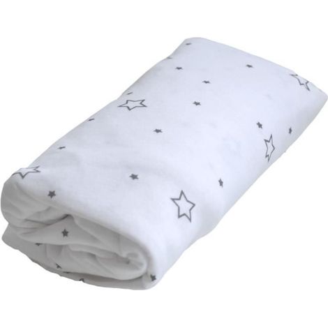 DOMIVA Drap housse impermeable - 160 g/m2 - 60 x 120 cm - Blanc imprime etoile gris