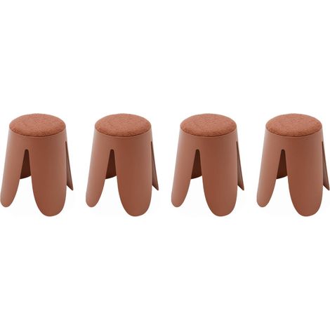 sweeek - 4er Set stapelbare Hocker, strukturierter Bouclébezug
