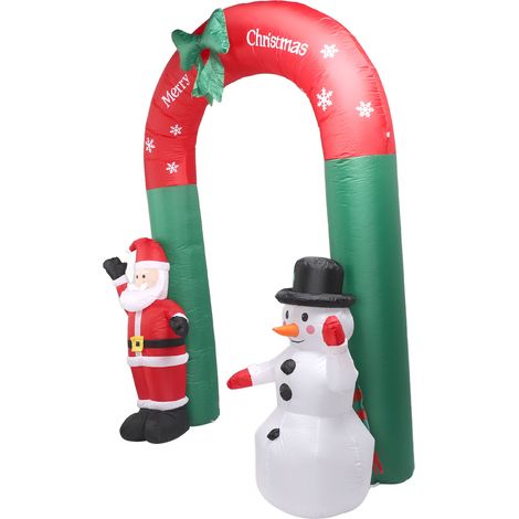 2,4 m großer aufblasbarer Weihnachtsbogen mit Weihnachtsmann und Schneemann für den Außenbereich, ideal für Garten, Rasen, Feiertage und Partys. EU-Stecker (220 V). (1/5)