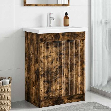 vidaXL Mobiletto da bagno sotto il lavello Rovere Fumo