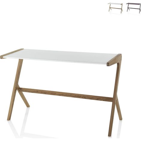 Schreibtisch Büro modern im minimalistischen Holzdesign Allison - Weiß